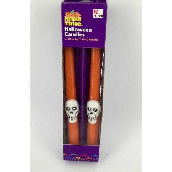 Pumpkin Time Halloween Candles Vintage UNUSED Hong Kong Skulls - Picture 2 of 4